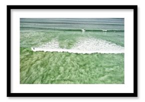 Blue ocean, Surfers on the wave, Areal view