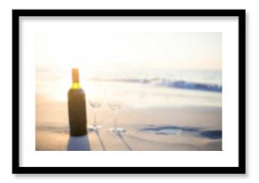 Wine bottle and wineglasses