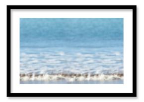 Shallow breaking ocean wave is washing onto foamy wet sand in soft focus flat illustration
