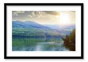 Idyllic view of river and mountains