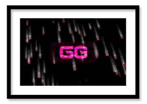 Streaming glitchy GG logo cascading binary rain across hacking interface, with digital code