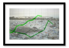 Lying harbor seal resting on beach near sea, with green graph overlay gridlines and numeric labels