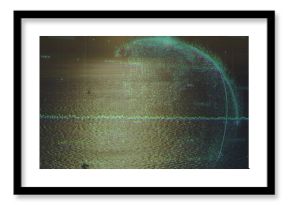 Reflecting sunlit ocean surface creating shimmering path at sea, showing waveform and particle arc