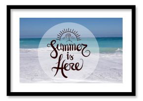 Image of summer is here text over beach