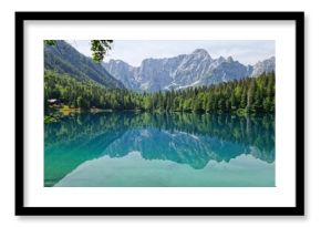 Heavenly view of Laghi di Fusine (Fusine Lakes) in the Julian Alps, Northern Italy