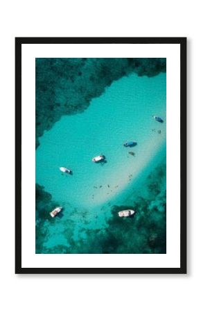 Vertical shot of tour boats in Cozumel island, Quintana Roo, Mexico