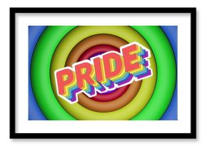 Image of pride text over rainbow circles and colours moving on seamless loop