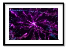 Image of purple light trails and spots on black background