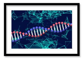 Image of dna structure with networking design in background