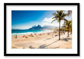 Palms and Two Brothers Mountain on Ipanema beach, Rio de Janeiro