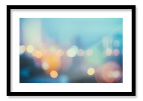 abstract background with bokeh defocused lights and shadow from cityscape at night, vintage or retro color tone