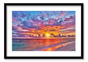 Colorful sunset over ocean on Maldives