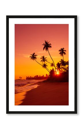 Warm sunset on tropical beach