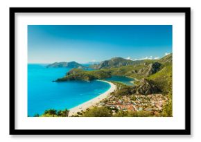 Oludeniz lagoon in sea landscape view of beach