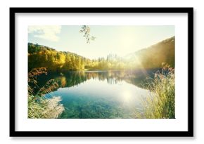 jezioro w lesie, Chorwacja, Plitvice