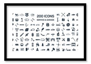 Car service & garage 200 isolated icons set on white background,