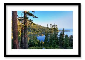 Pine forest surrounding Emerald Bay at Lake Tahoe, California, U