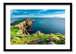 Stunning dusk at the Neist point lighthouse in Isle of Skye, Scotland