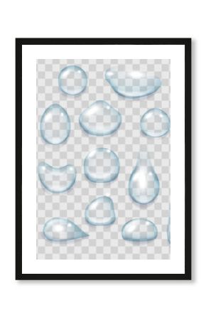 Clear water drop set. Vector drops isolated on transparent background