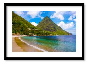 Beautiful white beach in Saint Lucia, Caribbean Islands