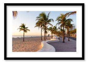 Sunrise at Fort Lauderdale Beach and promenade, Florida