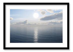 panorama of the sea sunset.  the sun over the water under the sky with clouds. banner.  