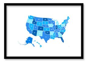Pusta podobna mapa USA na białym tle. Kraj Stany Zjednoczone USA. Szablon wektor usa na stronie internetowej, projekt, okładka, infografiki. Ilustracja wykresu.