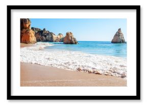 Summer sandy beach (Algarve, Costa Vicentina, Portugal).  Beautiful natural summer vacation travel concept.