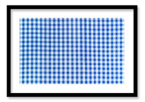 Blue and white abstract checkered fabric texture, pattern background