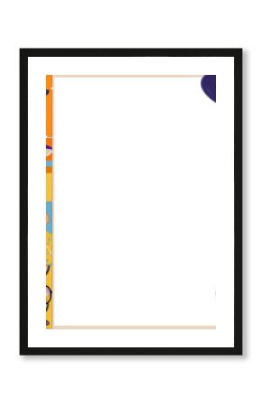 Digital summer template showing flat tropical icons, panel on transparent background, copy space