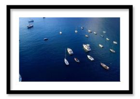 High angle view of boats in sea