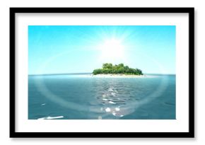 Tropical island in blue ocean