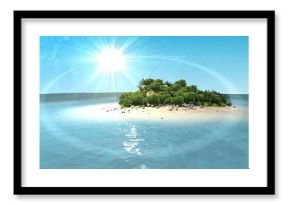 Tropical island in blue ocean
