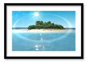 Tropical island in blue ocean