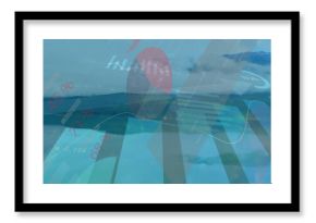 Displaying translucent data overlay at coastal lake, bar, line, pie charts, % labels, grid lines