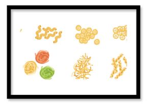 Wheat Pasta of Different Shape and Type Vector Set