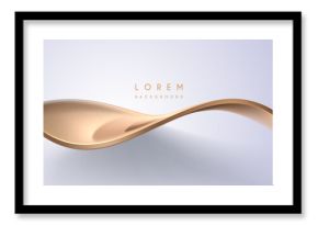 Abstract golden waved shape on white background