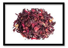 Dry Hibiscus Tea Isolated, Dry Rose Petals, Fruit Red Tea, Karkade Leaves, Dried Herbal Drink, Roselle Petal