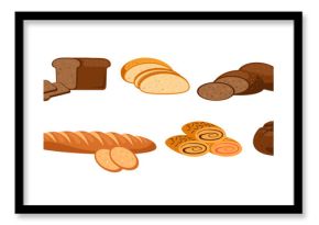 Bakery bread cake pastry isolated set. Vector flat graphic design element illustration