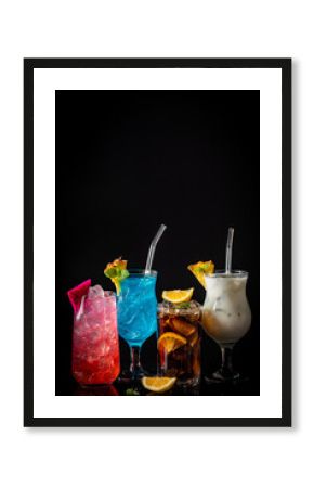 Set of classic alcohol cocktails