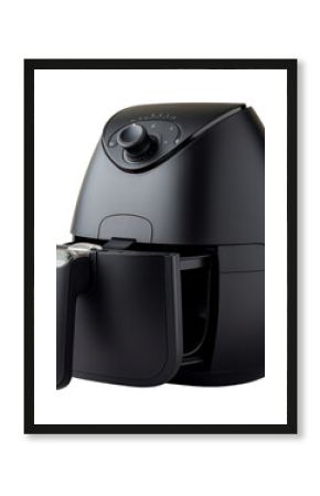 PNG A black minimal air fryer coffeemaker technology appliance.