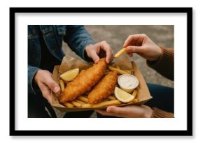Crispy fish and chips delight.