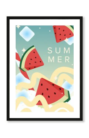 Summer poster, card, hello summer, banner