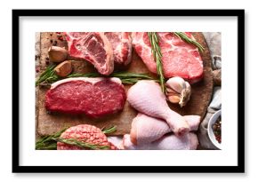 Various of raw meat.