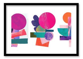 PNG Vibrant abstract geometric collage, element set on transparent background