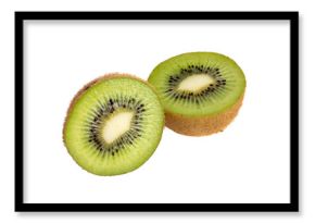 The photo of kiwi fruit half cut, high resolution image take photo from 45MP camera.