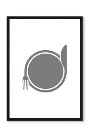 Plate with fork and knife restaurant menu icon isolated on white background