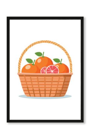 Grapefruit in a basket Flat Vector Art with Clean Design and Minimal Detailing