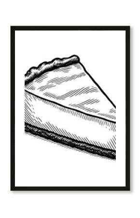 Engraved Slice of Pie Dessert Isolated on White Background Detailed Line Art Food Illustration