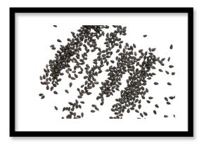 Black sesame seeds isolated on white background